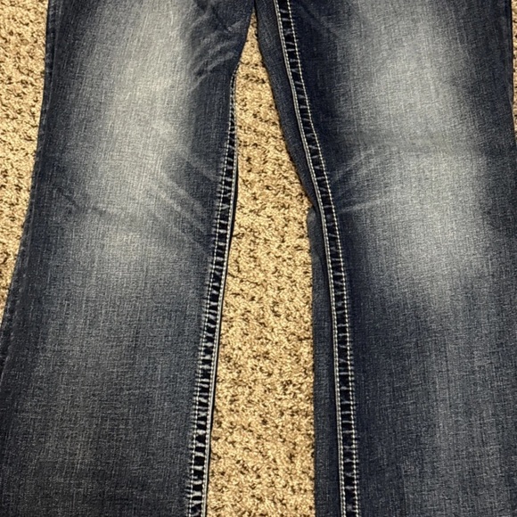 Miss Me Dark Blue Boot Cut Jeans with Embroidered Pockets - Picture 10 of 11